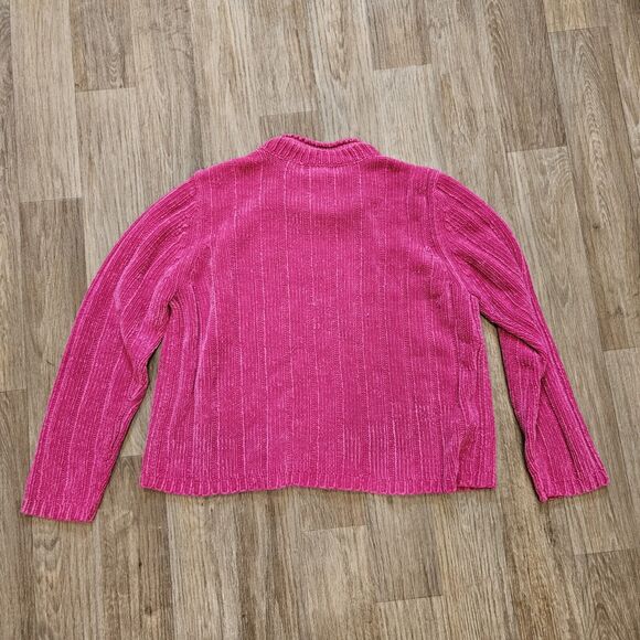 Vtg Spice Of Life Sweater Womens PL Pink Chenille Cable Knit Barbie Y2K Preppy - Picture 5 of 8